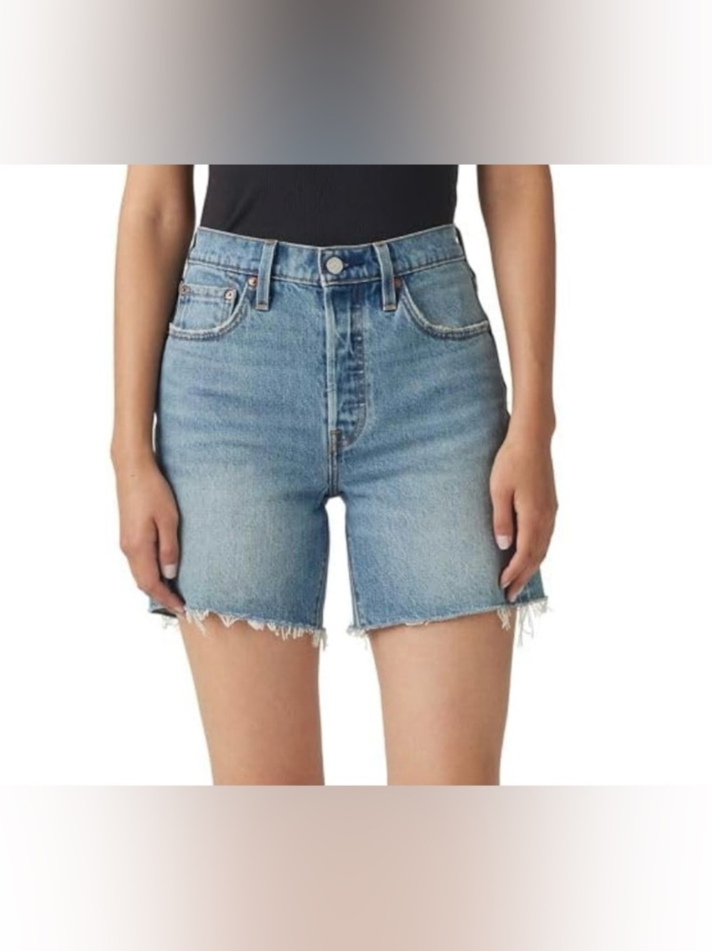NWT Levi's Women's 501 Mid Thigh Shorts in Color Ticked and Untied (Size 27)